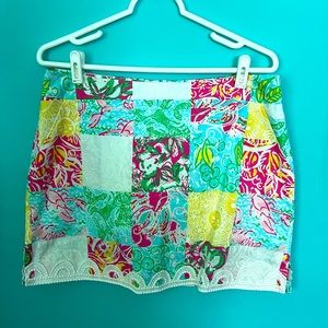 EUC Lilly Pulitzer Lace Trimmed Patchwork Mini Skirt